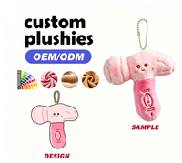 Porte-clés poupée en peluche personnalisée, sèche-cheveux rose doux et rembourré, pour cadeau promotionnel
