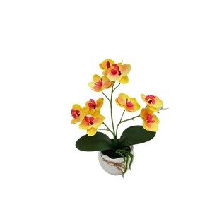 Orchidées Phalaenopsis artificielles avec pot 31cm Jaune Rose Blanc Décoration intérieure pour chambre à coucher Table Décoration de jardin - Product Image 5