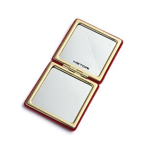 Deboseed Custom Logo Red PU Cover Square Fashion Women Pocket <b>Mirror</b> - Product Image 6