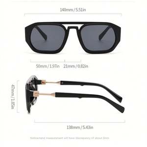 Lunettes de soleil polygonales punk vintage 2025 personnalisées avec logo, double pont, carrées, pour hommes et femmes, protection UV400 - Product Image 4