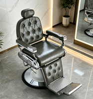 Chaise de salon de coiffure de luxe à hauteur réglable, base ronde, chaise de barbier moderne avec accoudoirs et appui-tête