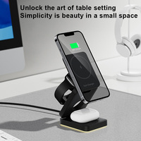 Station de chargeur sans fil pliable compacte Schitec 3 en 1 chargeur magnétique à charge rapide pour iPhone Samsung montre de téléphone