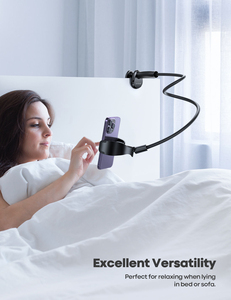 Support de téléphone flexible à col de cygne pour tête de lit, rotation à 360°, bras long paresseux, pince de fixation pour téléphones portables de 4 à 7 pouces - Product Image 6