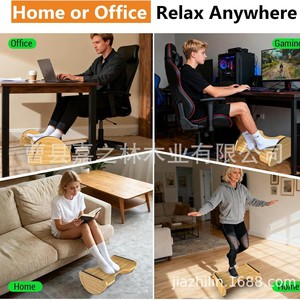 Bamboo footstool, <b>solid</b> <b>wood</b> office/home <b>desk</b> under-stool, wooden footrest, adjustable bamboo foot pedal - Product Image 4