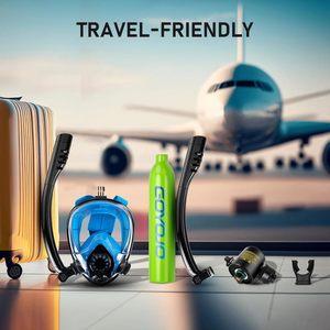 ถังดำน้ำขนาดเล็ก GOYOJO 0.5 ลิตร พร้อมหน้ากากดำน้ำ ได้รับการรับรองมาตรฐาน DOT พร้อมปั๊มมือสำหรับดำน้ำตื้น - Product Image 2