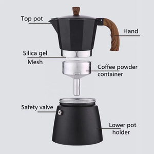 Cafetera <span class=keywords><strong>Moka</strong></span> octogonal de aleación de aluminio de 150ml/300ml italiana al por mayor, cafetera <span class=keywords><strong>Moka</strong></span> personalizada con presión para elaboración de café - Product Image 6