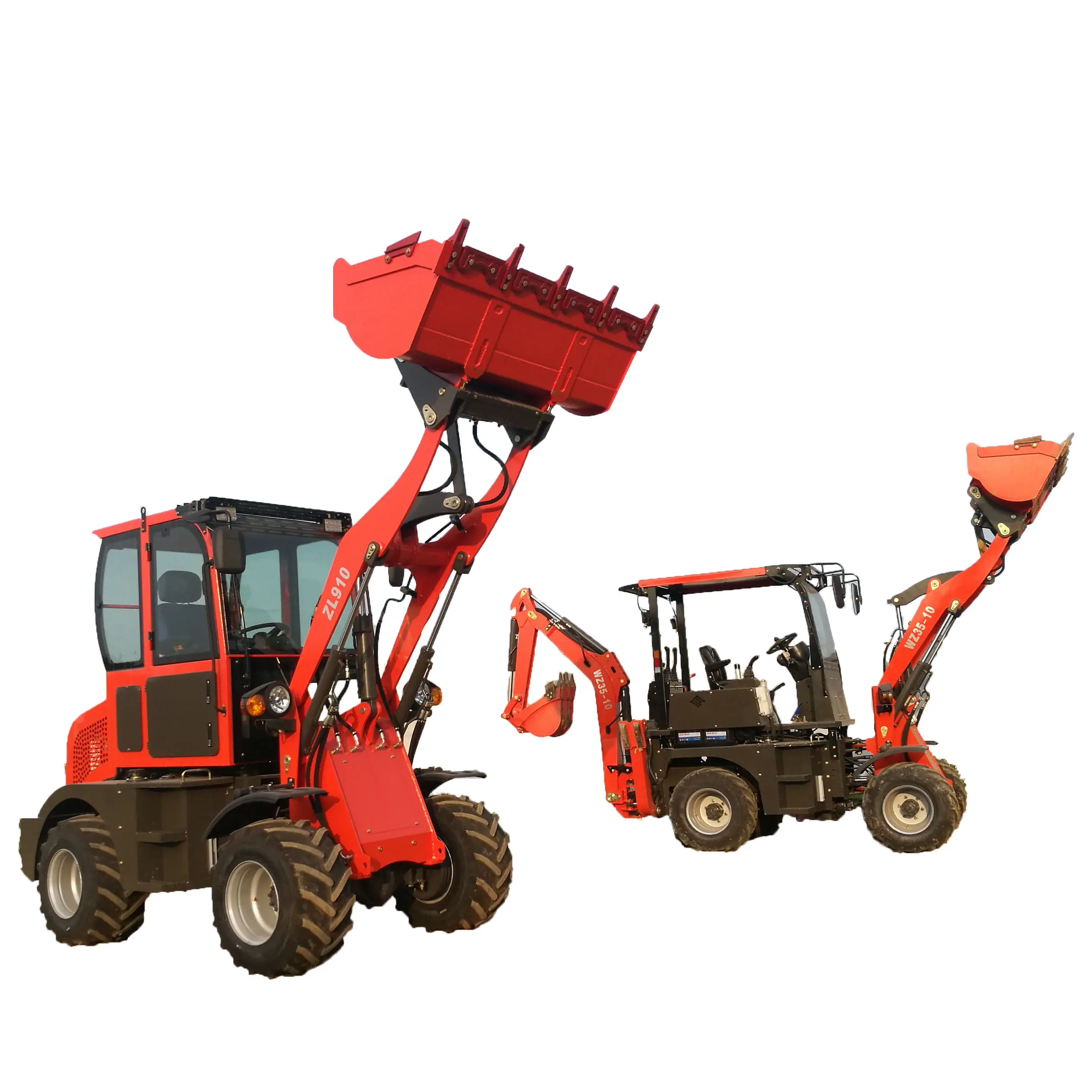 1 Ton Heavy Duty Backhoe Loader with Large Bucket Capacity Wheel Excavator Used for Home Use Motor Pump Gearbox Core Components