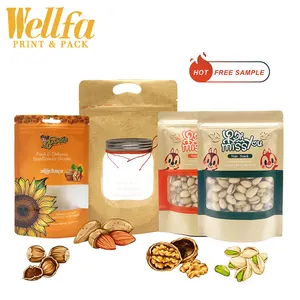 Pochette réutilisable à fermeture éclair avec impression personnalisée, sac d'emballage de noix séchées, noix de cajou, noix, amande, pin, arachide