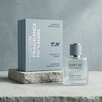 Boîte à parfum rigide de luxe personnalisée, style livre bleu magnétique, boîte fermée, présentation