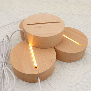 Tự làm tùy chỉnh tròn hình bầu dục hình chữ nhật gỗ ánh sáng ban đêm cơ sở 3D LED đèn hình chữ nhật Acrylic sáng tạo cơ sở giao diện USB - Product Image 2