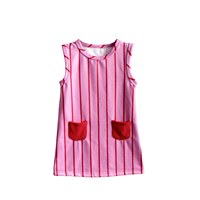 Robe rayée sans manches pour filles, rose et rouge, à rayures verticales, robe trapèze pour enfants avec poches, tenue d'été décontractée pour enfants
