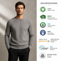 Pull-over à col rond personnalisé OEM/ODM pour homme, en maille, polyester/acrylique/mélange, respirant, très élastique, couche de base