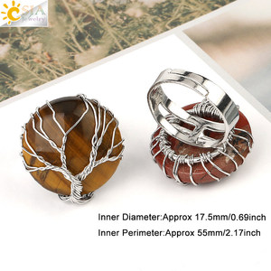 CSJA amatista Natural hecha a mano redonda piedra grande envoltura de alambre Reiki Árbol de la vida anillo diseño para hombre mujer venta al por mayor <span class=keywords><strong>G241</strong></span> - Product Image 2
