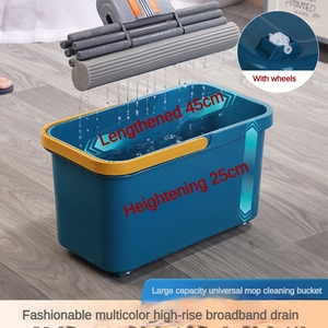 Seau à serpillière rectangulaire durable en plastique épaissi avec roues pour serpillière plate, idéal pour le nettoyage de la maison, de la cuisine et de la salle de bain - Product Image 2