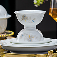 Service de vaisselle de luxe en porcelaine fine, assiettes, plats à dessert et bols à soupe en porcelaine blanche de haute qualité, 72 pièces, pour mariage ou cadeau de pendaison de crémaillère