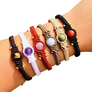 Pulseras Bohemias con Incrustaciones de Piedras Naturales, Unisex, para Uso Diario, Joyería de Macramé Multicolor - Product Image 1