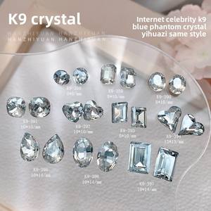 <span class=keywords><strong>D</strong></span>écoration <span class=keywords><strong>d</strong></span>'ongles en strass de cristal K9, rectangulaire, à angle droit, bleu scintillant, à fond pointu, effet bonbon de roche, Cy0510 - Product Image 3