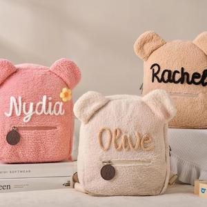 Mochila Infantil de Peluche Personalizada con Nombre Bordado, Forro de Algodón y Poliéster, Bolsillo Interior - Regalo de Cumpleaños para Niños - Product Image 3