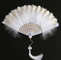 Éventail pliant en bambou Lolita, nouveau style classique, art populaire, avec motif peint, thème Fille Fée et Plume, cadeau d'affaires