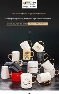 Tasses à <span class=keywords><strong>café</strong></span> en céramique personnalisées haut <span class=keywords><strong>de</strong></span> gamme modernes en gros avec couvercle, logo gravé ODM, images publicitaires multiples, compatibles lave-vaisselle et micro-ondes - Product Image 6