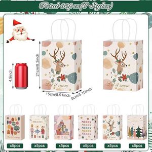 Bolsas de Regalo Navideñas Boho con Asas, Elegantes Bolsas de Papel Rosa Pastel, Bolsas de Regalo con Estilo para Envolver Regalos Navideños, Perfectas para Fiestas de Navidad - Product Image 2
