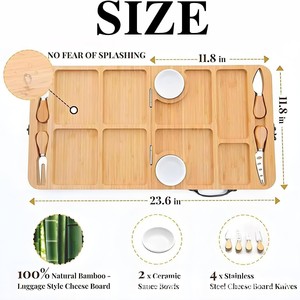 เขียงไม้ไผ่พับได้ Ximulin พร้อมช่องสำหรับใส่ของว่าง ผลไม้ และขนมหวาน - Product Image 4