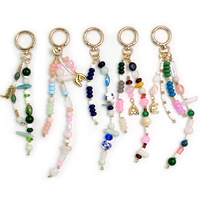 Porte-clés en perles de pierre naturelle, nouveau style chinois, avec pendentif en jade pour sac et pendentif lettre de niche