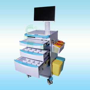 รถเข็นพยาบาลเคลื่อนที่ Joyful Abundance รุ่น SLV-B203 ทำจากโลหะ พร้อมจอภาพและลิ้นชัก สำหรับการตรวจเยี่ยมผู้ป่วยในหอผู้ป่วย - Product Image 1