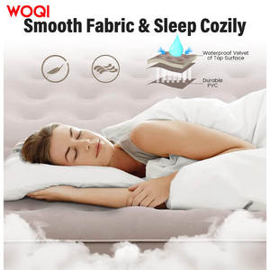 Colchón inflable Woqi tamaño doble, engrosado, con bomba incorporada para camping y uso al aire libre, color caqui, material de poliéster. - Product Image 5