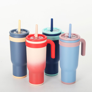2025 40oz nouveau contraste américain en acier inoxydable Thermos tasse paille 1.2L voiture tasse grande capacité extérieur eau tasse voyage poignée - Product Image 3