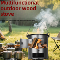 Réchaud à charbon de bois portable et pliable avec structure en acier allié pour le camping en plein air, les pique-niques, les voyages et une utilisation mobile