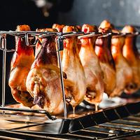 Support réglable pour jambes de poulet en acier inoxydable, plateau à goutte, BBQ, jambes de poulet