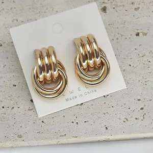 High quality gold plated chunky hoops earrings jewelry fashion custom hoop earrings for women