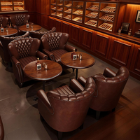 Ensemble de fauteuils de salon de luxe, sièges de club commerciaux, chaises rembourrées en cuir PU durable avec table basse pour restaurant et bar