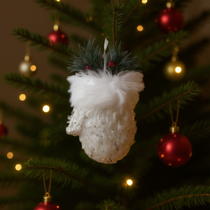 Homeera Christmas Ornament 12Cm White Foam Hanging Glove Shape Tree Decoration - Product Image 2