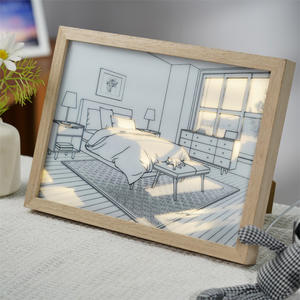 <span class=keywords><strong>Cadre</strong></span> <span class=keywords><strong>photo</strong></span> LED artistique à trois modes réglables, design écologique, batterie incluse, lumière nocturne moderne et simple, paysage, noir MDF - Product Image 3