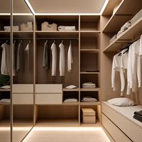 Balom Armoire en bois sur mesure, style ouvert, design de luxe, pour chambre à coucher, avec bande LED
