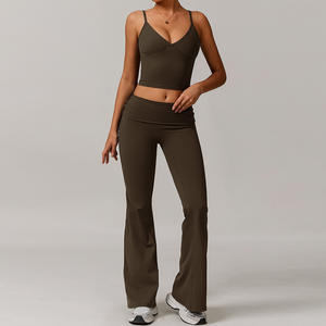 Aoyema Vêtements de sport pour femmes <span class=keywords><strong>Taille</strong></span> haute personnalisée Vêtements de sport pour le levage des fesses <span class=keywords><strong>Pantalon</strong></span> de soutien-gorge de yoga respirant Ensemble de fitness pour le contrôle du ventre - Product Image 3