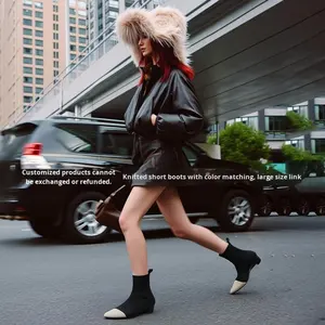 <span class=keywords><strong>Stivaletti</strong></span> da Donna in Tessuto a Rete <span class=keywords><strong>con</strong></span> Punta a Contrasto e Tacco a Zeppa Medio, Stile Casual <span class=keywords><strong>con</strong></span> Suola in Gomma - Product Image 2