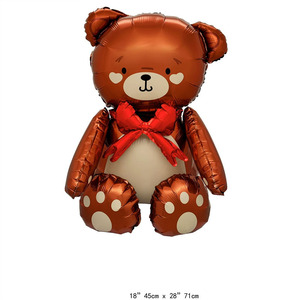 Palloncino in lamina di alluminio a forma di <span class=keywords><strong>orsetto</strong></span> che abbraccia, <span class=keywords><strong>con</strong></span> animali dei cartoni animati, per torte, in confezione di carta - Product Image 5