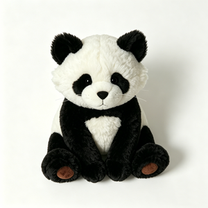 Customized sitting black and white <b>panda</b> plush <b>toy</b> with brown paw pads - Product Image 1