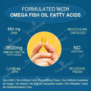 น้ำมันปลาโอเมก้า 3 แบบซอฟต์เจล Aeglewell OEM/ODM/OBM  ผสม EPA และ DHA ความเข้มข้นสูง น้ำมันปลาแซลมอนบริสุทธิ์จากธรรมชาติ - Product Image 6