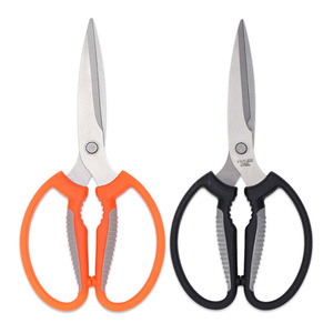 Kitchen Scissors Stainless Steel Multi Purpose For Meat Fish Bone Cutting Home Use Black And Orange Handles - Product Image 1