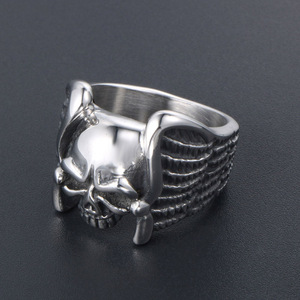 Angel Wings Skull <b>Ring</b> <b>Titanium</b> Steel Unisex Fashion Jewelry Gift SA742 - Product Image 4
