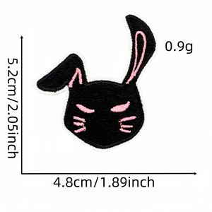 Nouvelle broderie thermocollante mignonne Patte de chat noire et rose, Nœud, Bouche, Guitare, Patch Ok pour la décoration - Product Image 2