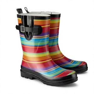 Bottes de pluie pour enfants à imprimé arc-en-ciel, bottes en caoutchouc imperméables, antidérapantes, chaussures de jardin d'extérieur - Product Image 3