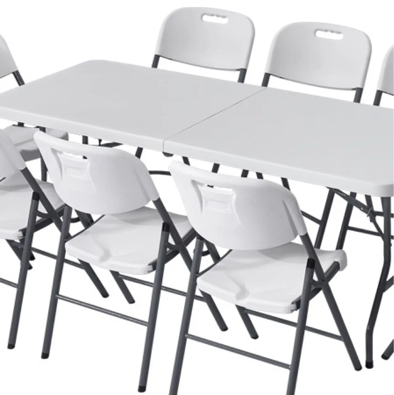6ft & 8ft PE 플라스틱 접이식 테이블 바 및 파티오 용 정원 야외 이벤트 테이블 내구성 및 휴대용