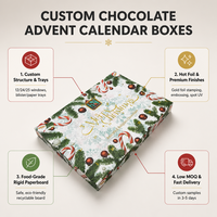 Boîtes cadeaux personnalisées pour calendrier de l'avent de Noël, 24 jours de compte à rebours de l'avent, boîtes cadeaux avec plateau en plastique