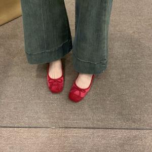 Zapatos planos formales estilo francés, zapatos rojos pequeños para mujer, modelo primavera/otoño 2026, zapatos de ballet plateados con suela suave - Product Image 3