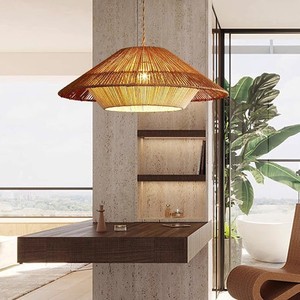 ZG estilo japonés Simple Ratt luces colgantes creativo tejido cuerda de cáñamo araña para comedor/sala de estar o sala de té - Product Image 4